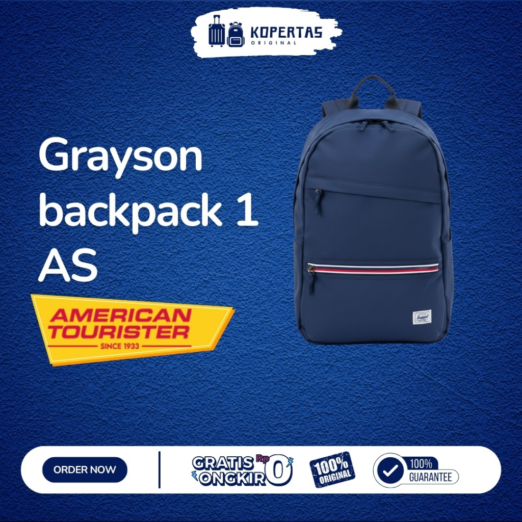 American Tourister Grayson Tas Ransel Navy - Pria Wanita