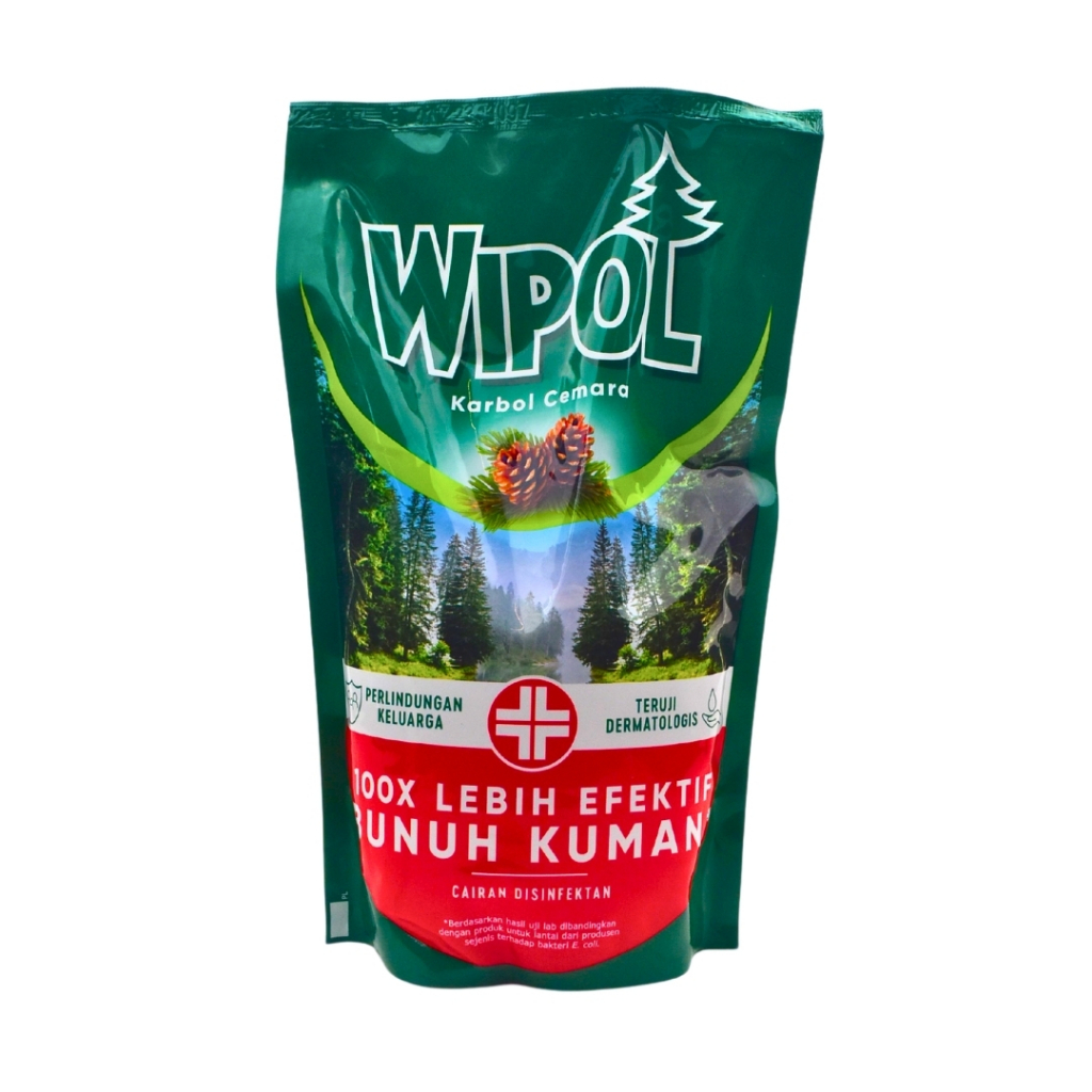 Pembersih Lantai Karbol Serbaguna WIPOL Pouch Refill & Botol Cemara Sereh Jeruk Lemon