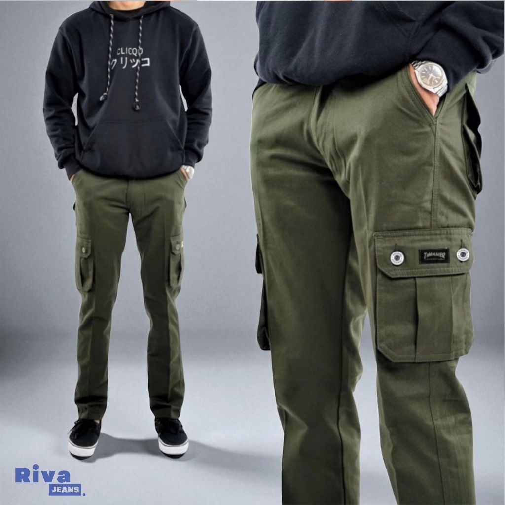 Celana Cargo Panjang Pria Premium American Drill