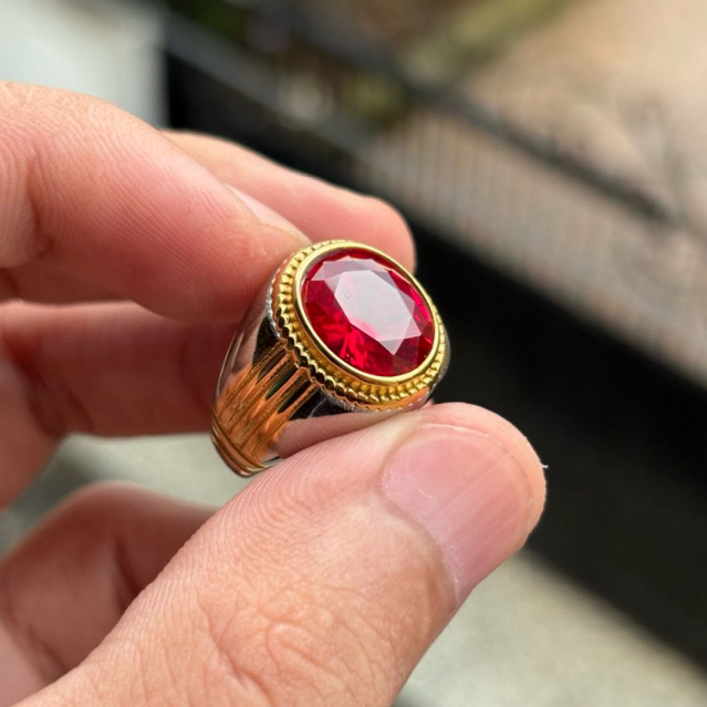 cincin Batu merah delima siam Bangkok cutting