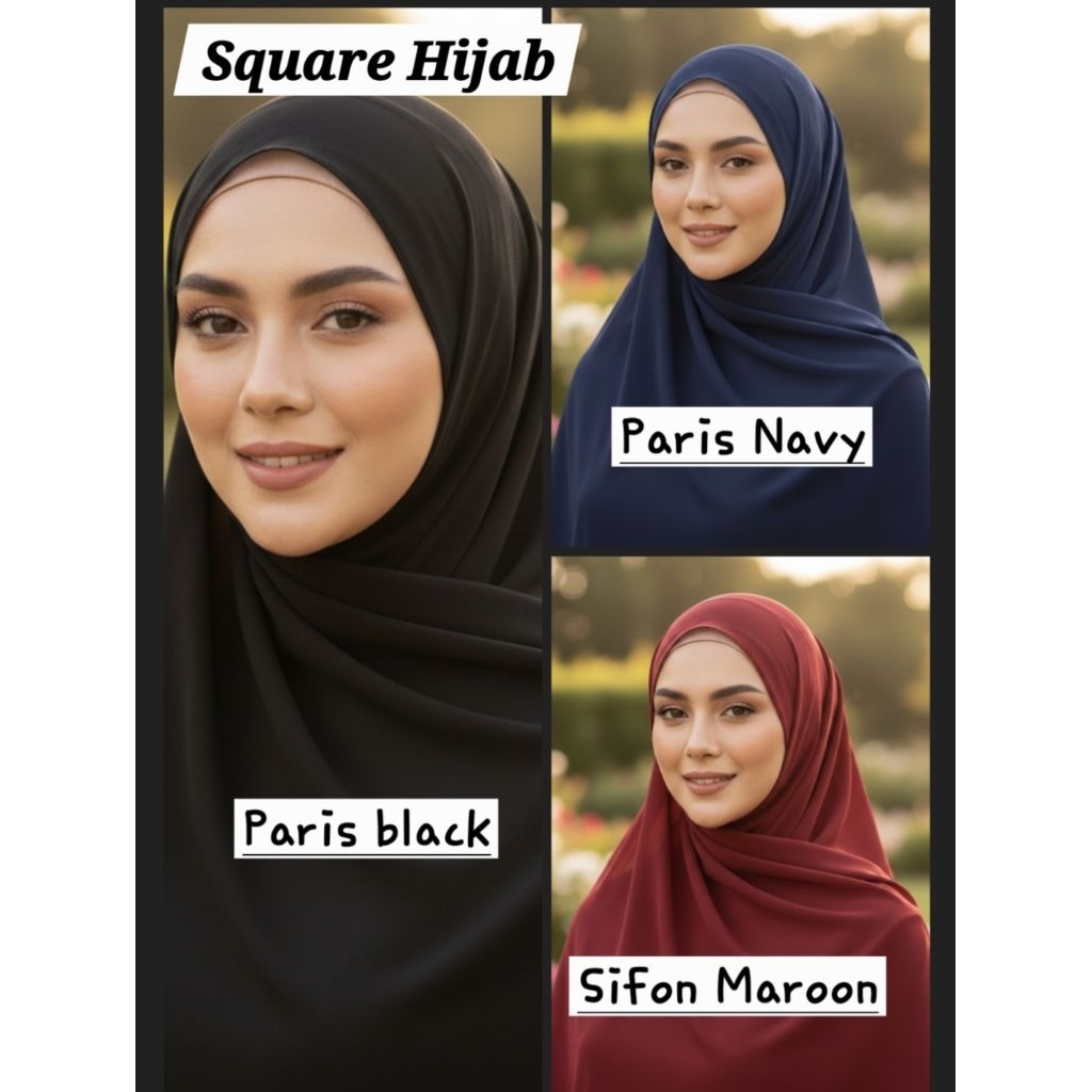 HIJAB SEGIEMPAT POLYCOTTON & CHIFFON