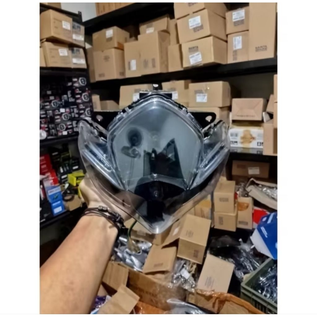 Kedok Reflektor Lampu Depan Satria FU Barong Tanpa Frame Custom Socket Dudukan H4