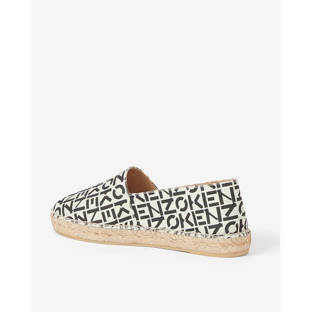 Sepatu wanita slip on Kenzo monogram canvas espadrilles black and white size 37
