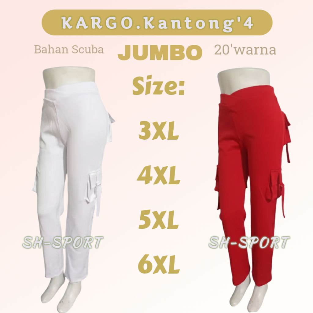 [COD][ JUMBO ][ 3XL, 4XL, 5XL, 6XL, ][ CELANA SENAM  KARGO  KANTONG'4 ]>celana senam wanita//celana 
