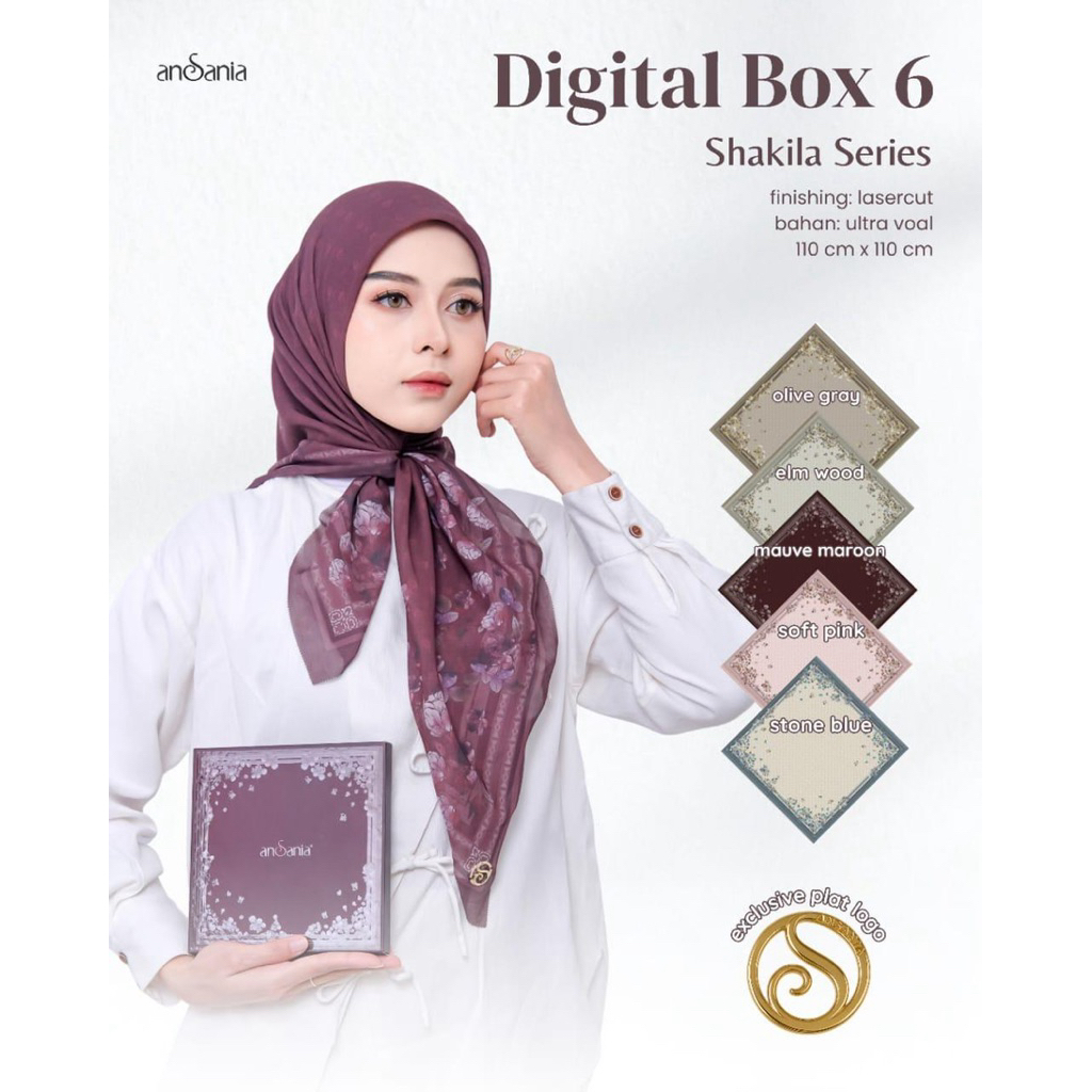 HIJAB SEGIEMPAT MOTIF ANSANIA ADA PLAT LOGO