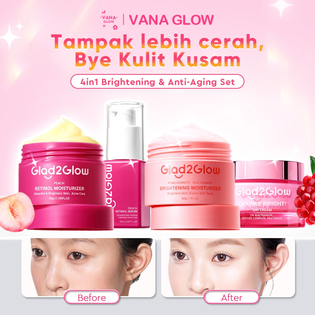 [ Paket Hemat Putih Wajah ] Glad2Glow Glowing bundle all in1 - 2/3/4/5 PCS Skincare Paket-Brightenin