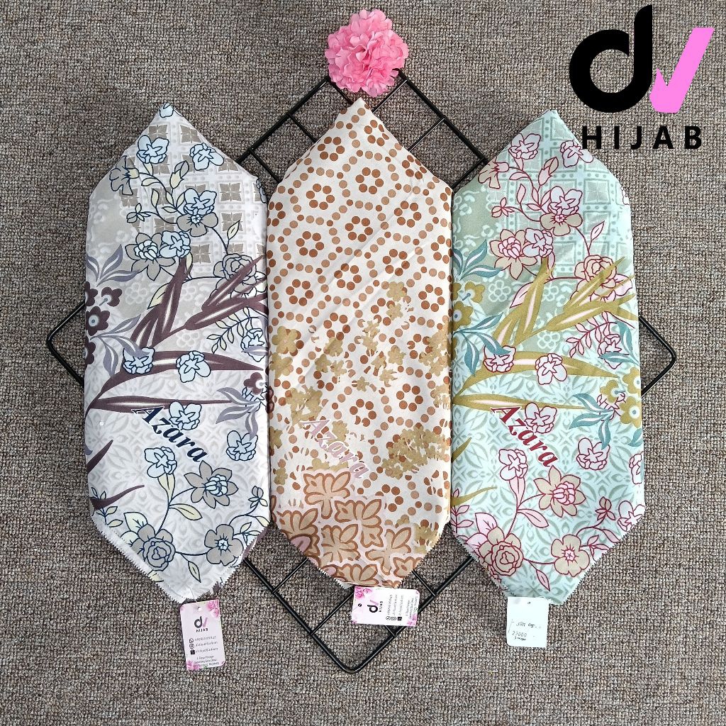 3Pcs Hijab Azara Oskara denay/Jilbab Segiempat Motif/Hijab Motif 110×110 Voal/Segiempat Oskara Denay