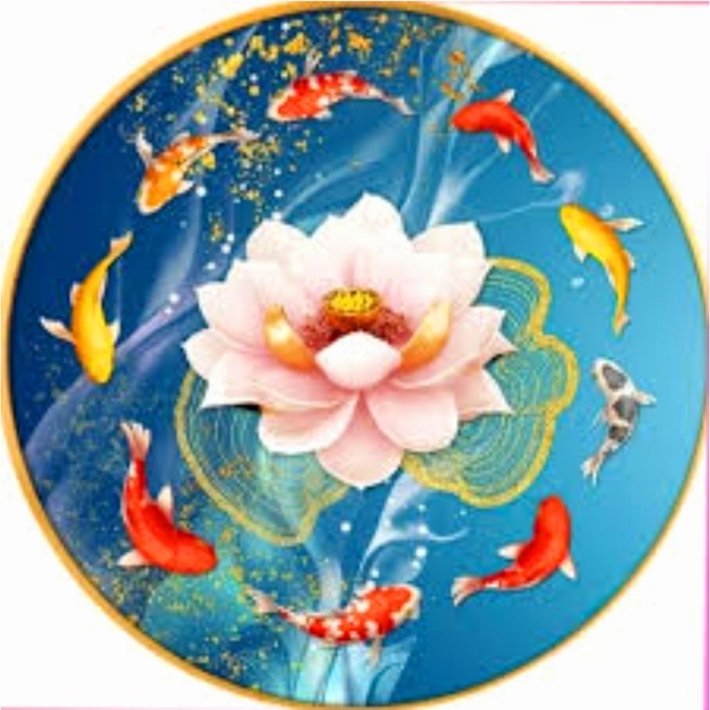 DIY PAKET KRISTIK 9 IKAN KOI BUNGQ LOTUS 14CT CROSS STITCH 11CT POLA KAIN KIT