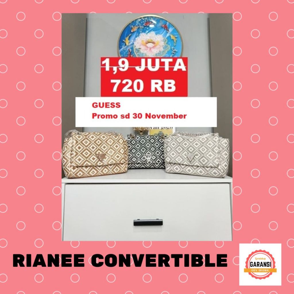 Tas Guess seri RIANEE CONVERTIBLE CROCCBODY shoulder bag original SALE STORE