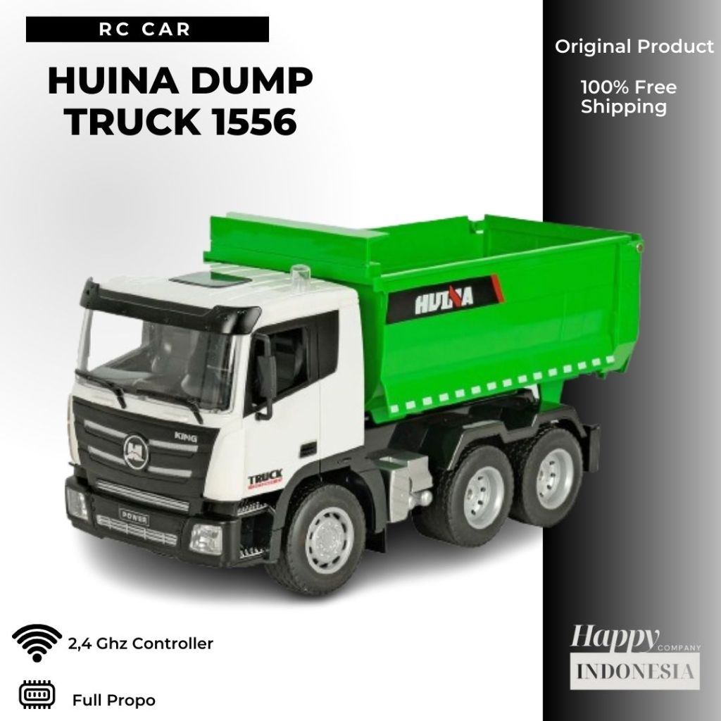 RC HUINA 1556 Skala 1/18 Mobil Traktor 9Ch Model Truk Sampah Murah