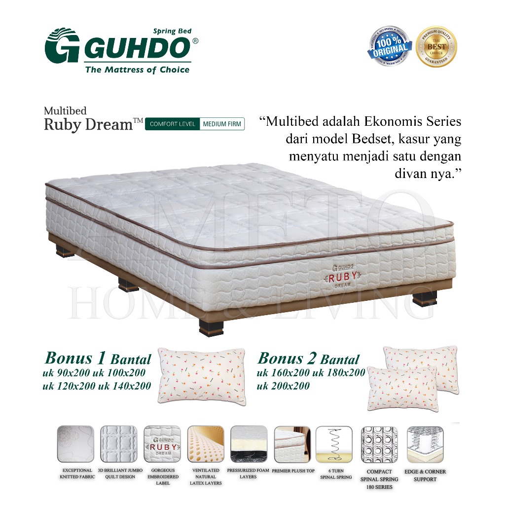 Guhdo Springbed Multi Bed Ruby Dream Latex 160x200 (TANPA SANDARAN)