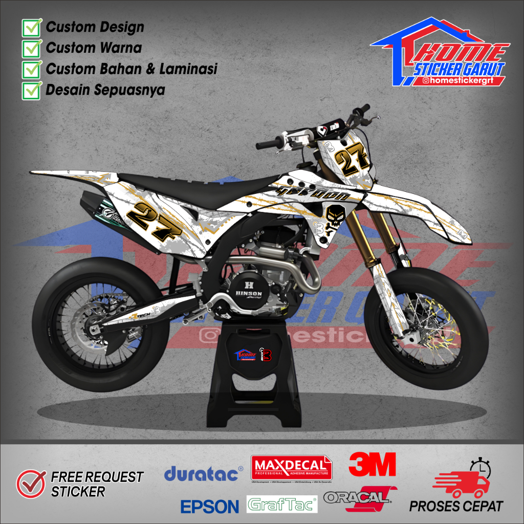 Decal GORDON KLX 150 L Kawasaki Bahan Tebal Premium GOLD CHAIN TEBAL