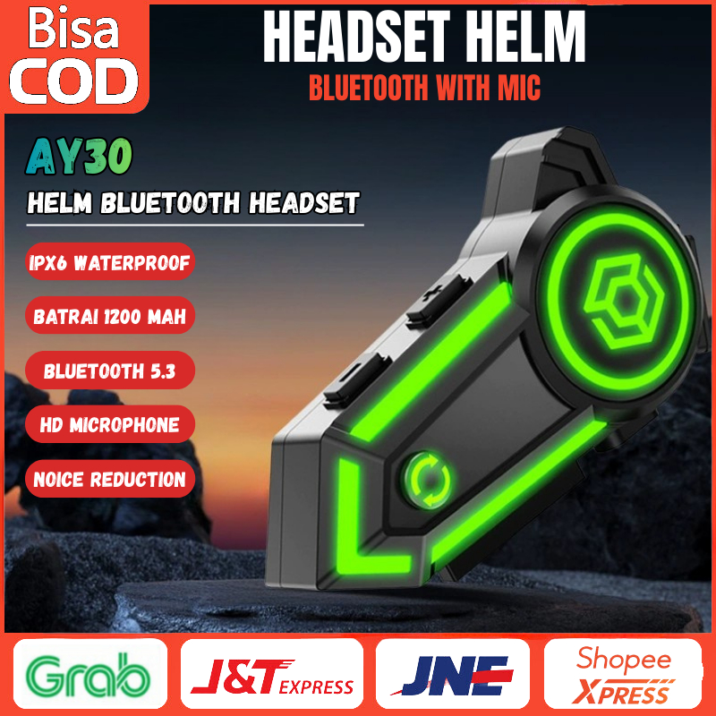 Intercom Helm Motor Headset Helm Bluetooth Hands Free Dengan Mikrofon Tahan Air Headphone Helmet Spe