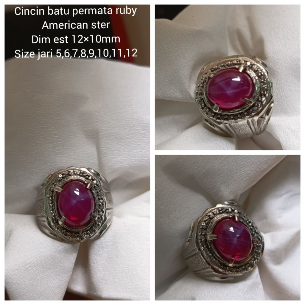 CINCIN BATU PERMATA KING RUBY AMERICAN STER D 12