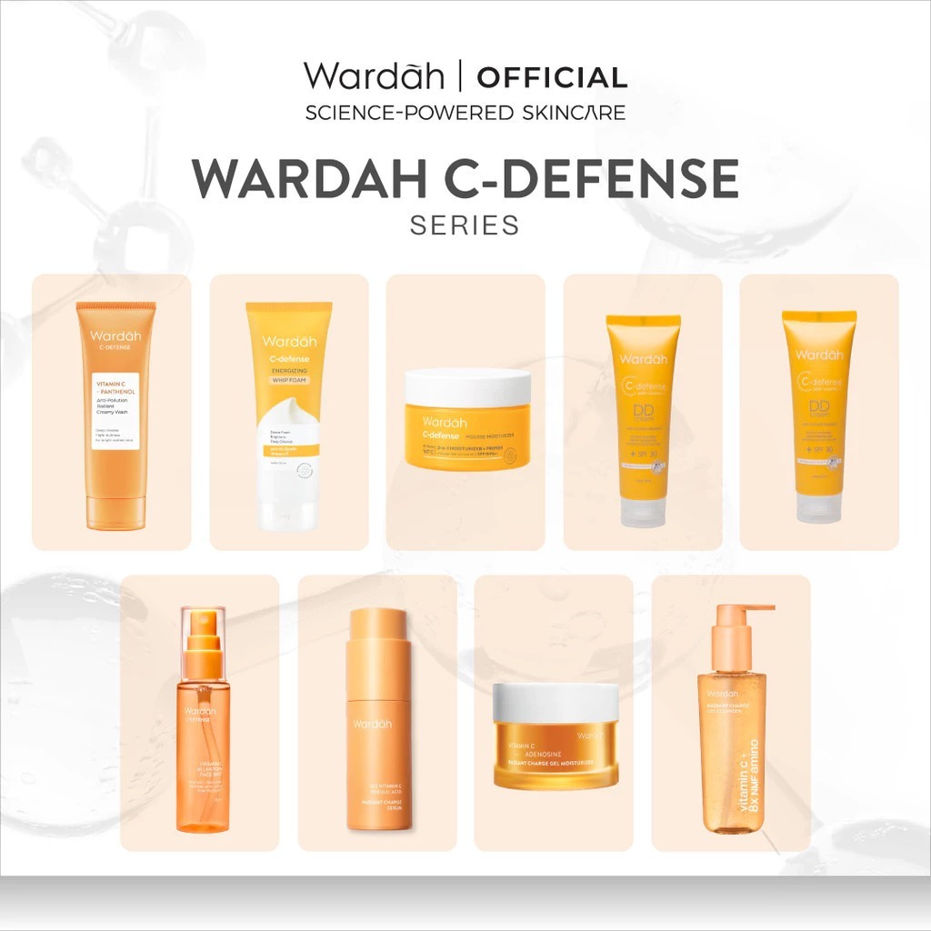 Paket Wardah C-Defense I Face Mist I DD Cream Foam I Serum I Water Clay I Slepping Mask