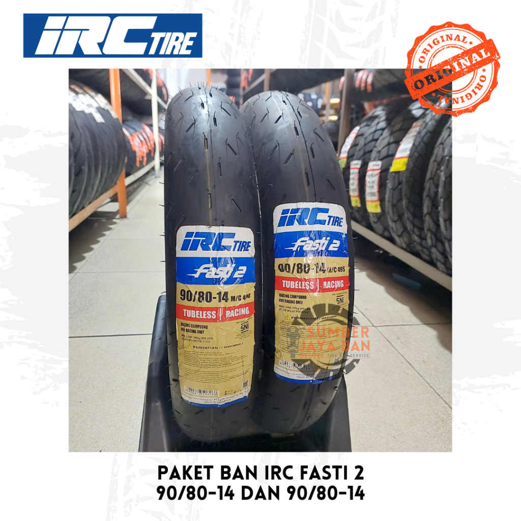 Paket Ban Sepasang IRC Fasti 2 90/80-14 Dan 90/80-14 Ring 14 90/80 Dan 90/80 Tubbles Tubles Ban Moto