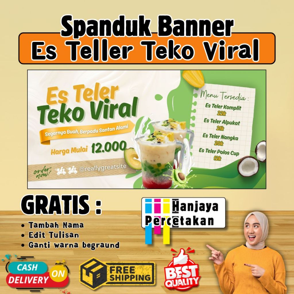 Banner ES TELER TEKO | Spanduk ES TELER TEKO VIRAL | Banner ES TELER TEKO Creamy | Es Teler Creamy