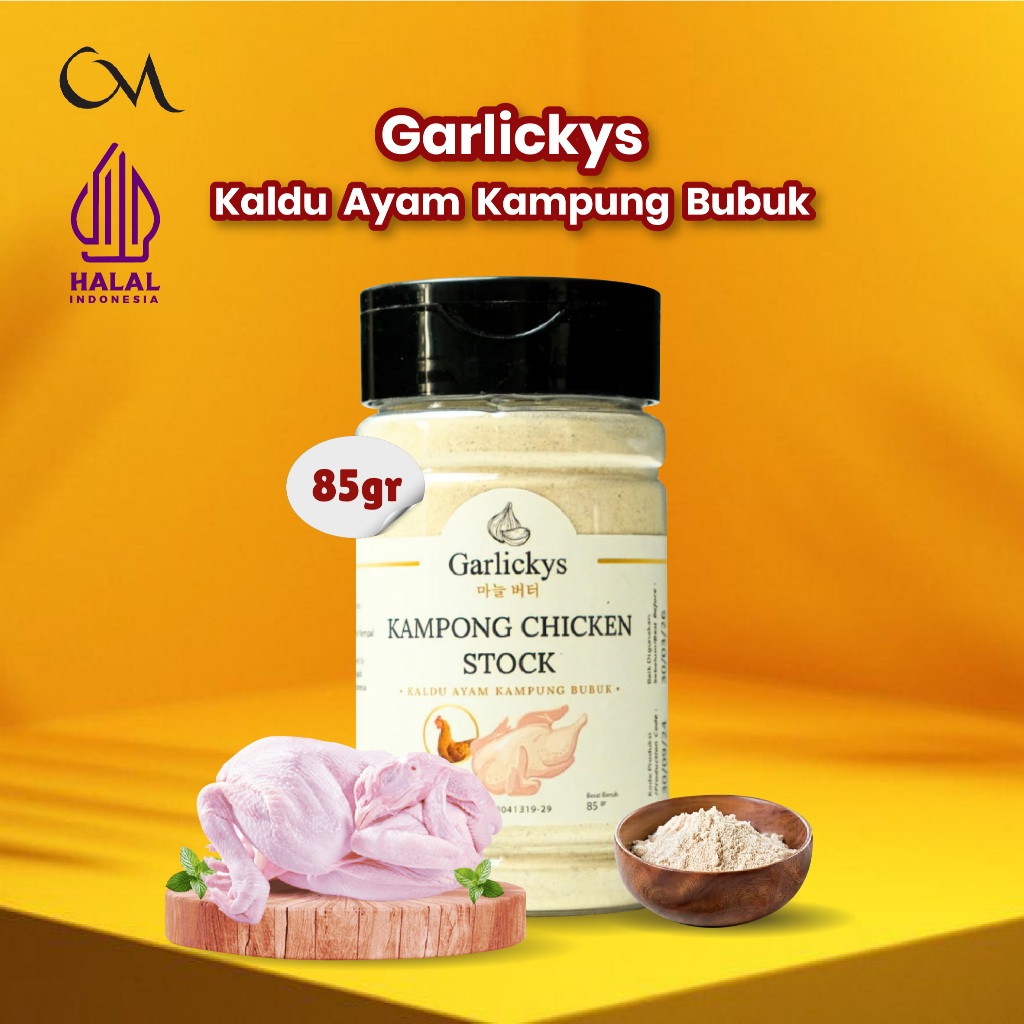 Garlickys Kaldu Ayam Kampung Bubuk Natural Non MSG Rasa Gurih Sehat Untuk Sup, Soto, Tumisan