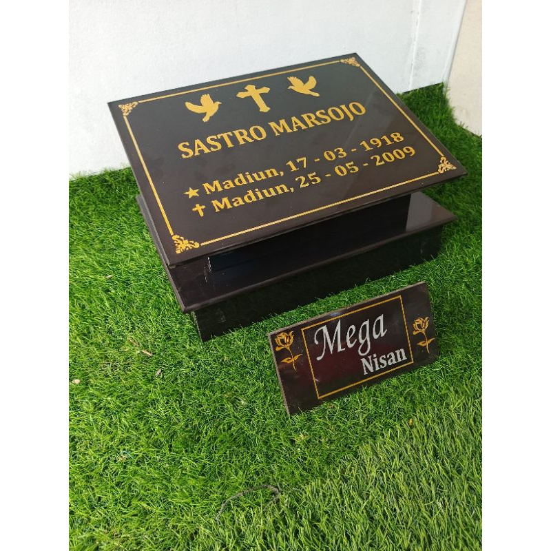 BATU NISAN KRISTEN BENTUK TOGA(30X40)/NISAN GRANIT TILE/NISAN MAKAM TERMURAH+PACKING KAYU