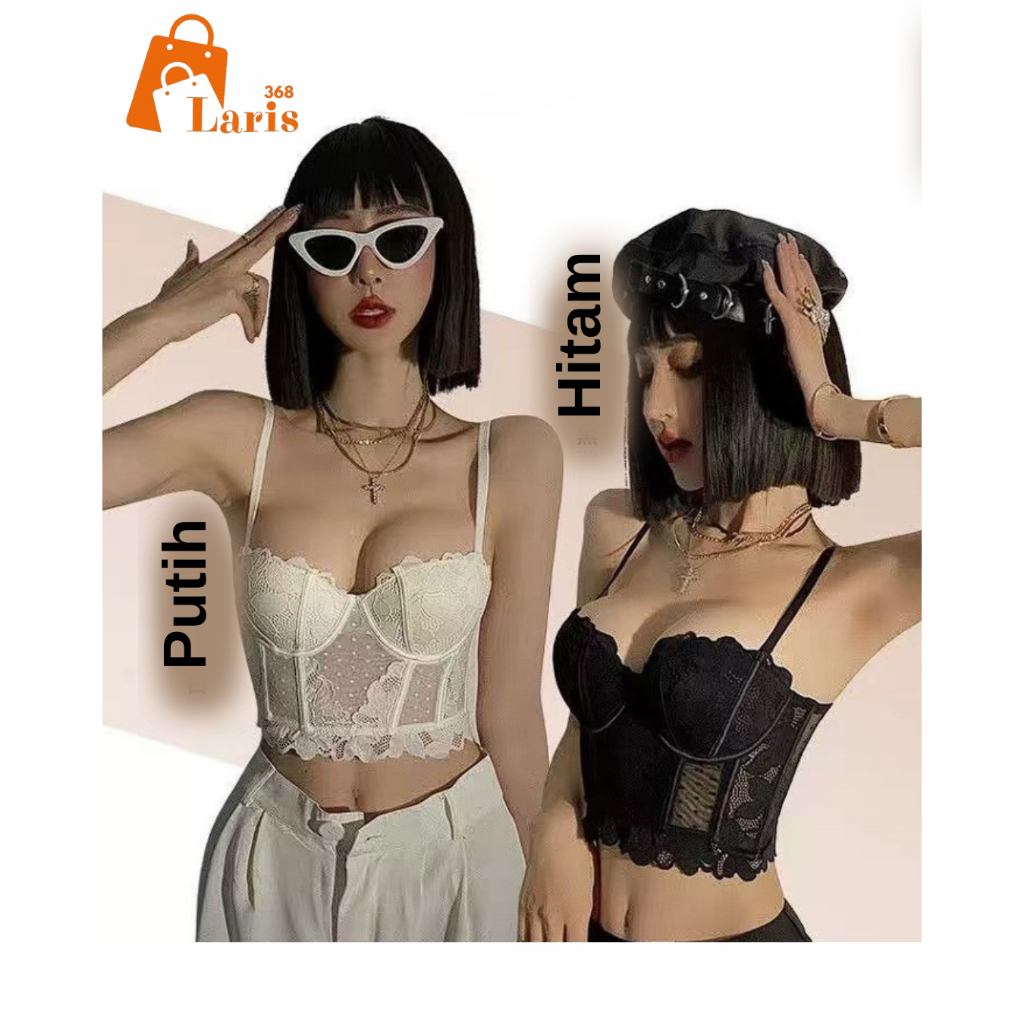 Laris368 Korset Tanktop Bustier S-XL Bralette Lace Korea Bra BH Push Up Dan Celana Dalam Renda PREMI