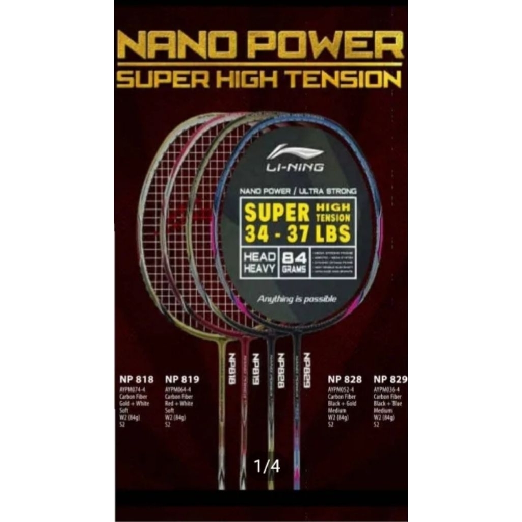 LI NING NANO POWER NP818 HIGT TENSION 34-37 LBS