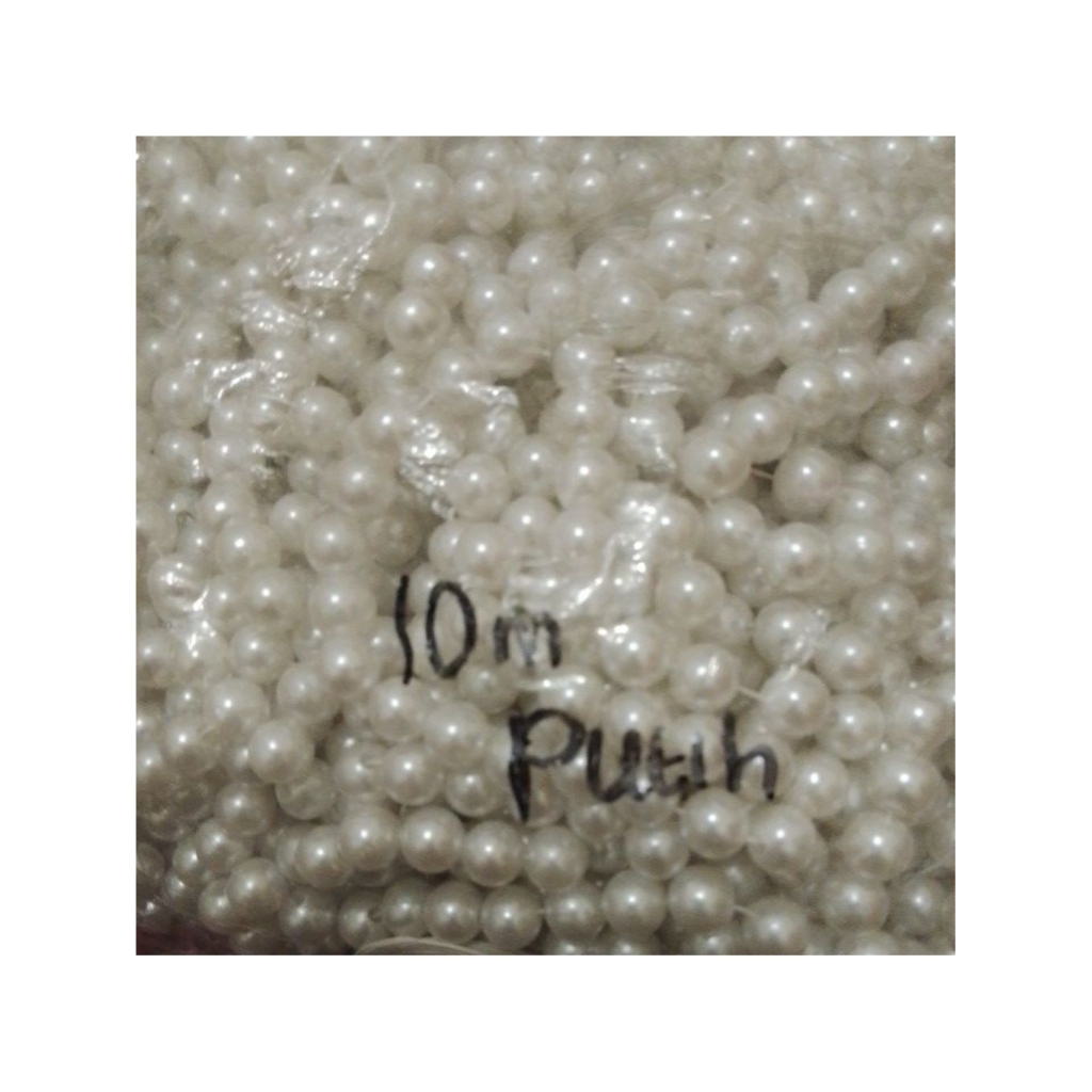 manik bulat 10 mm putih mutiara 1pon