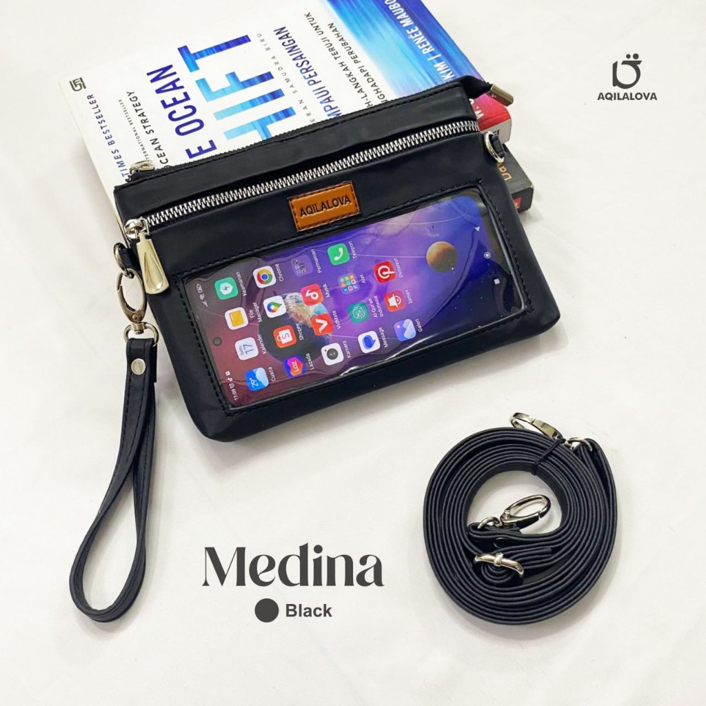 AQILALOVA Medina Tas HP Touch Screen Anti air Selempang Bag Multifungsi