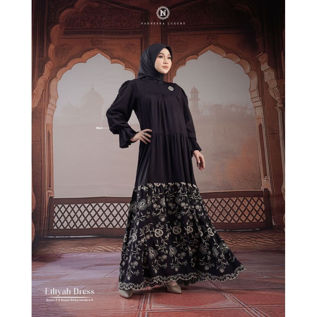 Ready || Eiliyah dress by Nadheera Luxury ukuran XXL warna BLACK