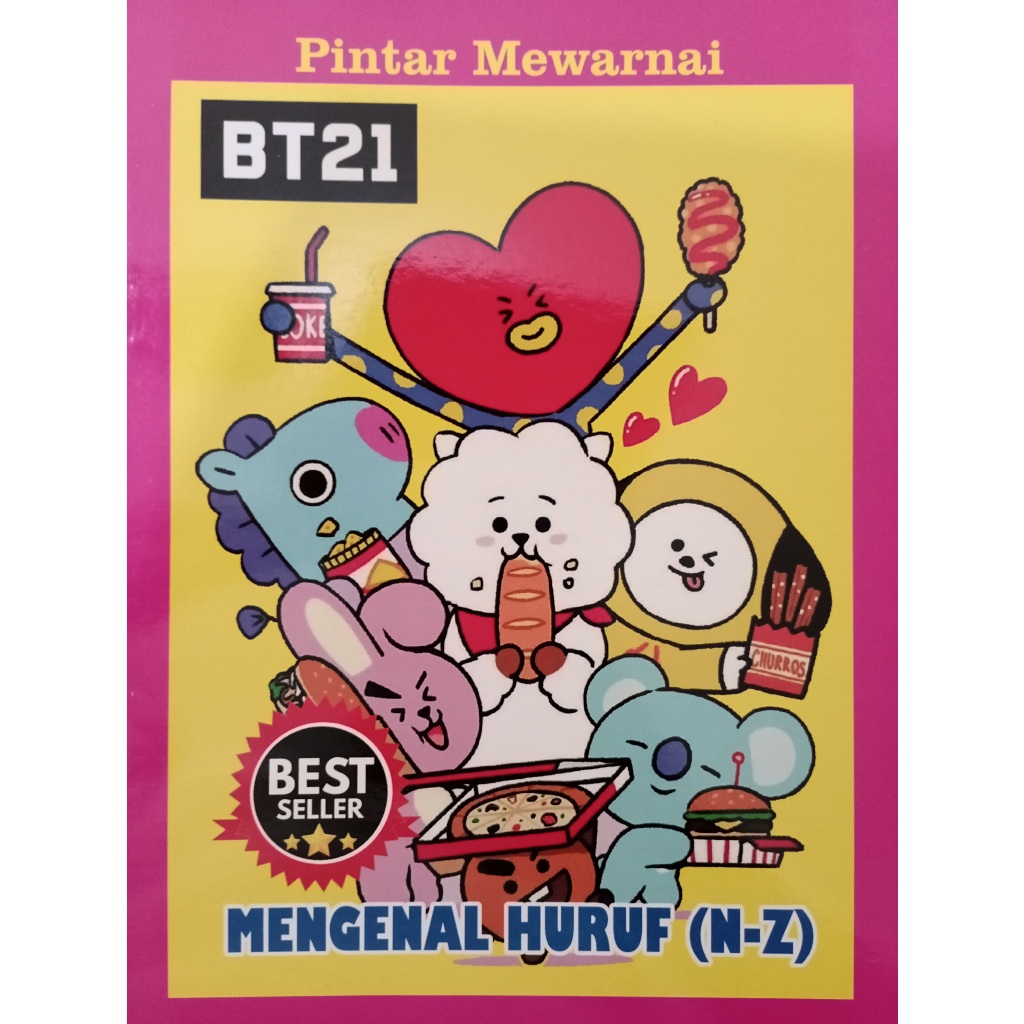Buku TK dan PAUD Mewarnai BT21 Sambil Belajar Mengenal Huruf N-Z