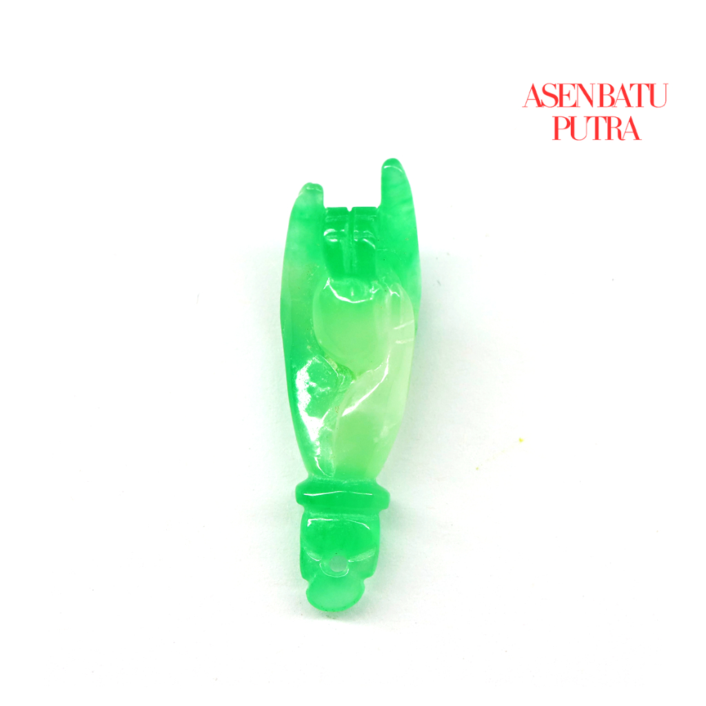 Liontin Giok Hijau Natural - Bentuk Tangan Kwan Im