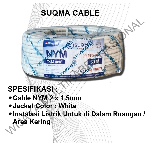 KABEL SUQMA NYM 2 x 1,5mm / 50 Meter