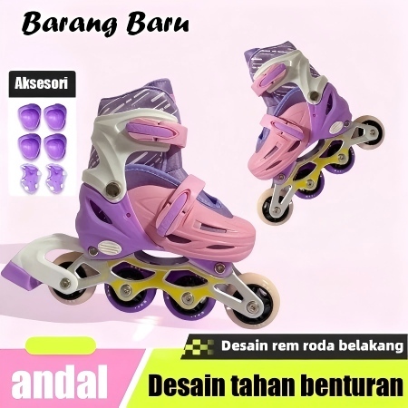 Sepatu roda anak ukuran bisa disesuaikan/Sepatu roda empat roda berkilau anak