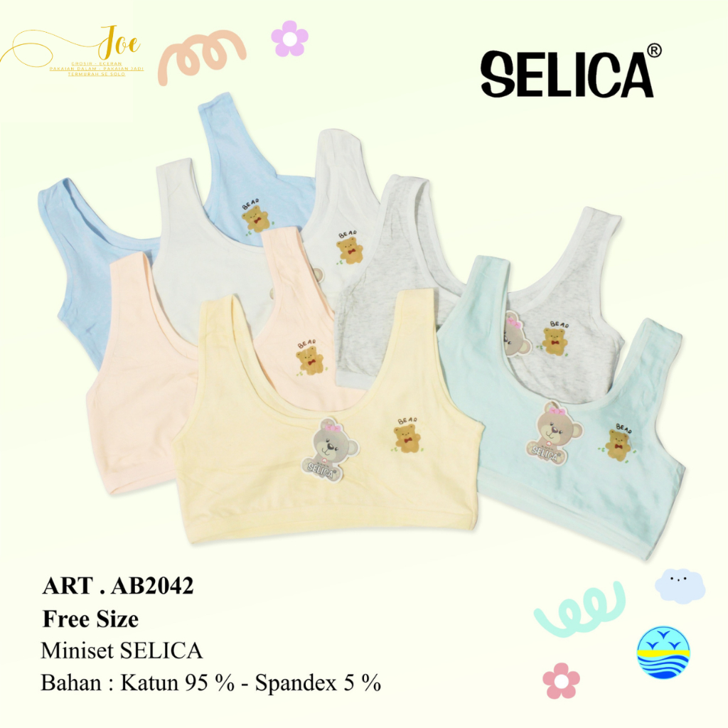 Miniset Anak Remaja SELICA 2042 Aneka Warna Katun Casual / Pakaian Dalam Anak Cewek Perempuan