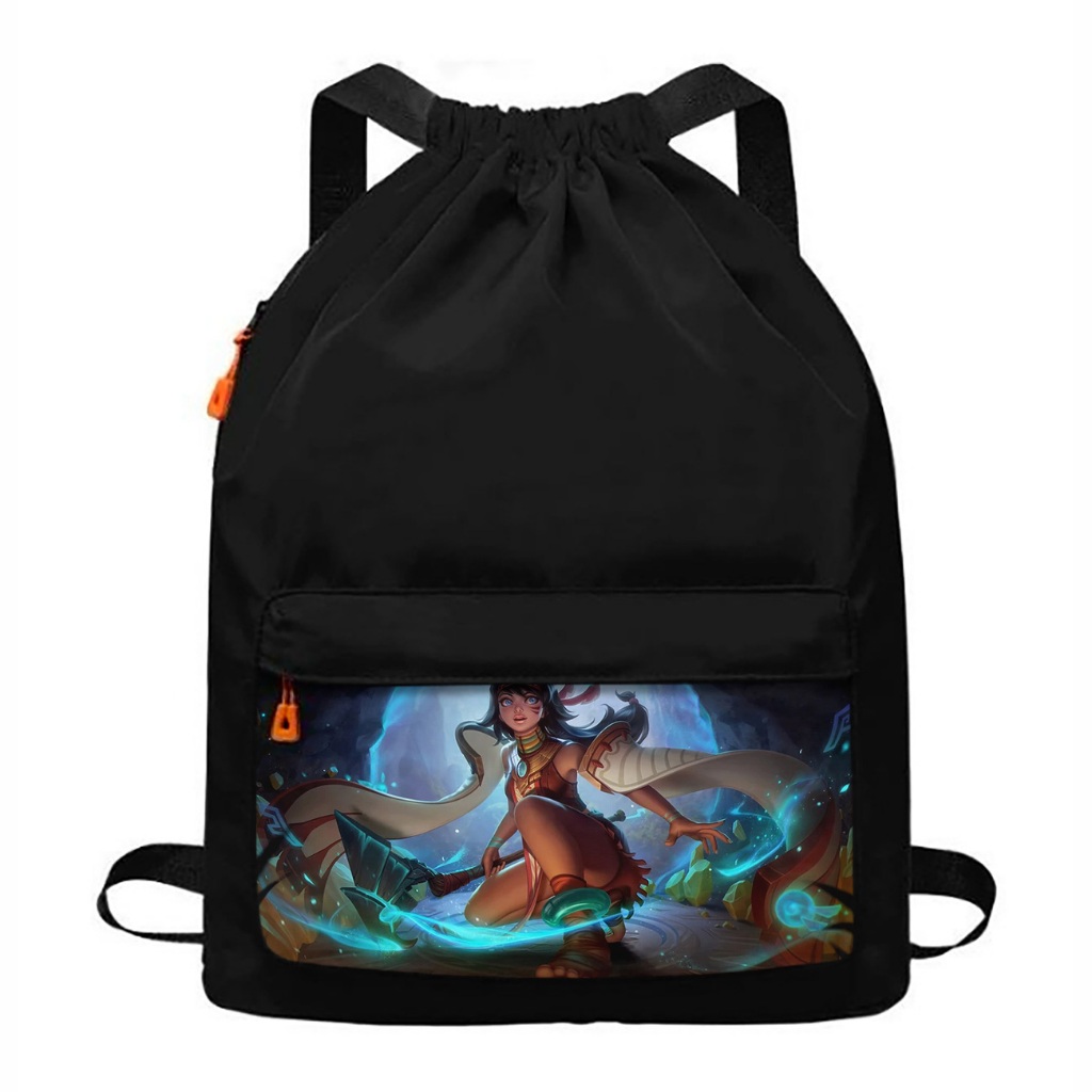 Tas Ransel Kerut Bahan Kanvas Waterproof Pria Wanita Motif Mathilda MLBB Mobile Legend