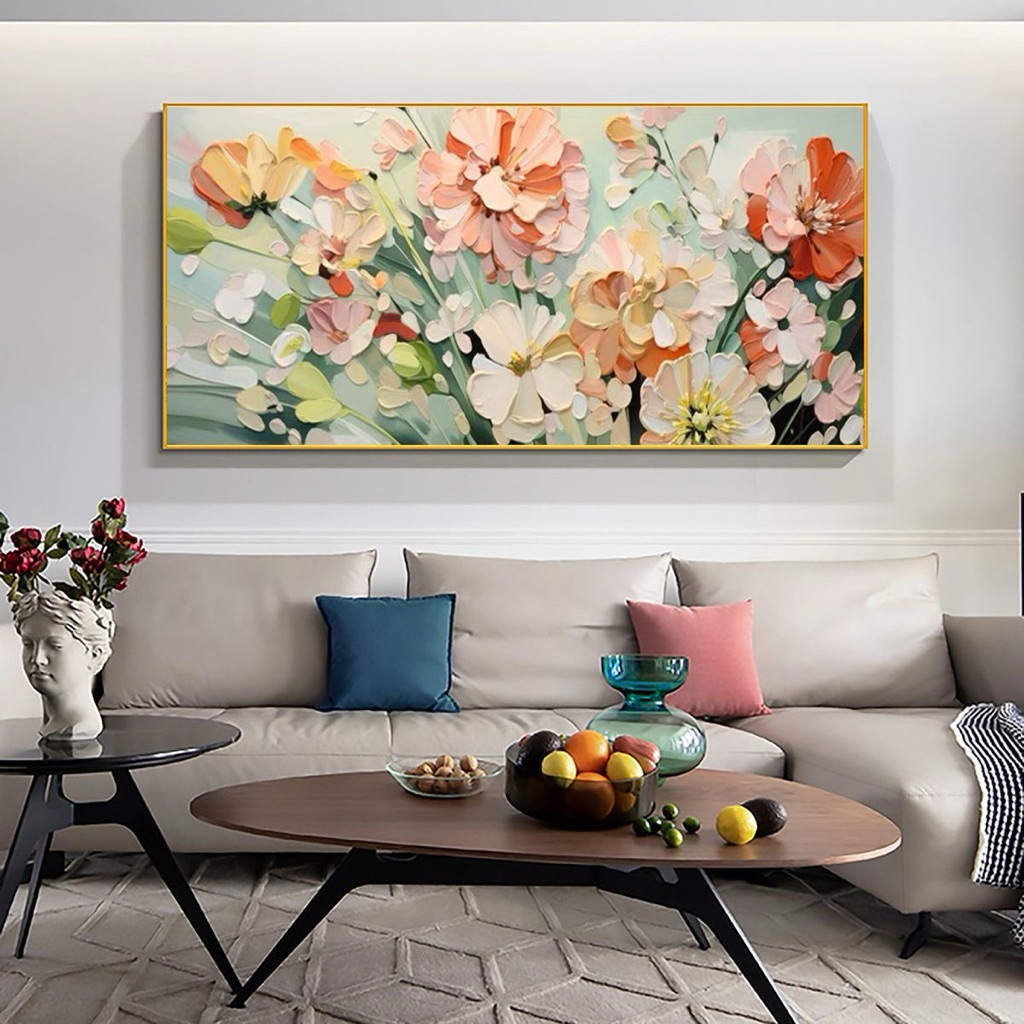 Lukisan dinding abstrak tekstur minimalis modern bunga untuk hiasan dinding rumah