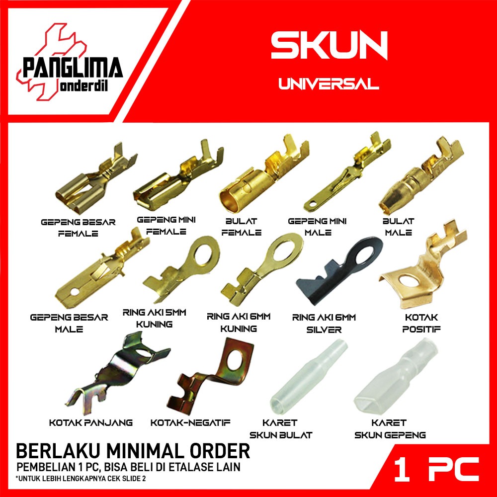 1 PC Skun Aki Gepeng Bulat Ring Universal Motor Mobil Kuning Silver Mini Jantan Betina Male Female C