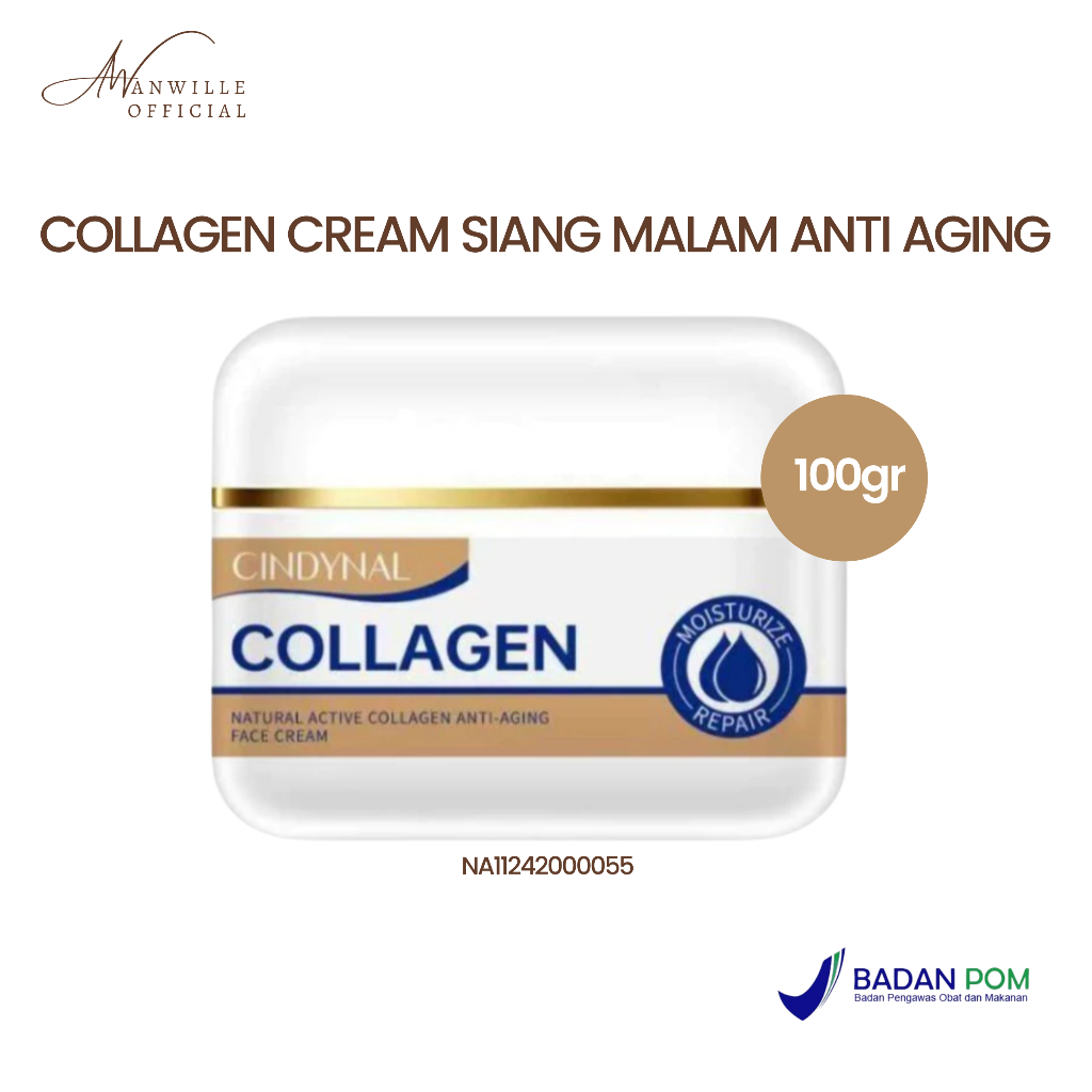 Cindynal Collagen Cream Siang Malam Retinol Cream Anti Aging 100gr - Perbaikan Retinol Night Cream W