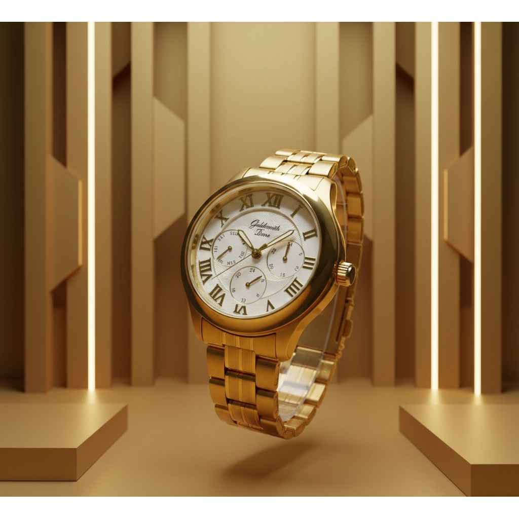 Jam Tangan Goldsmith Time 8048 Original Gold Stainless Steel