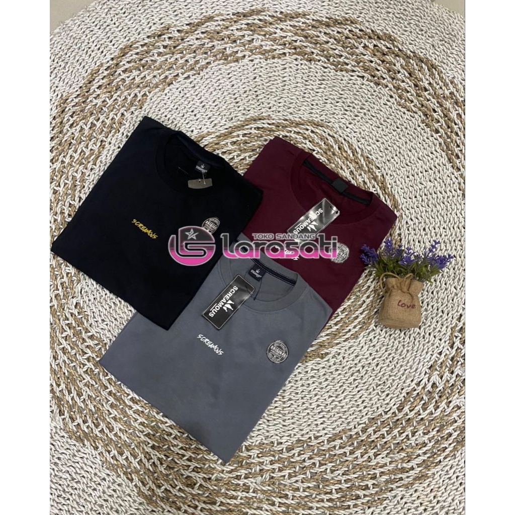 Kaos oblong merk SCREAMOUS lengan pendek tanggung warna terbaru