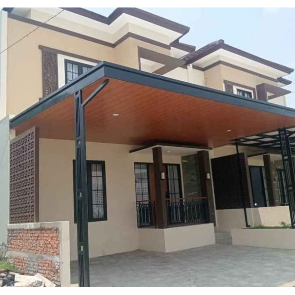 kanopi pelapon PVC minimalis mewah atap galvalum rangka hollow galvanis