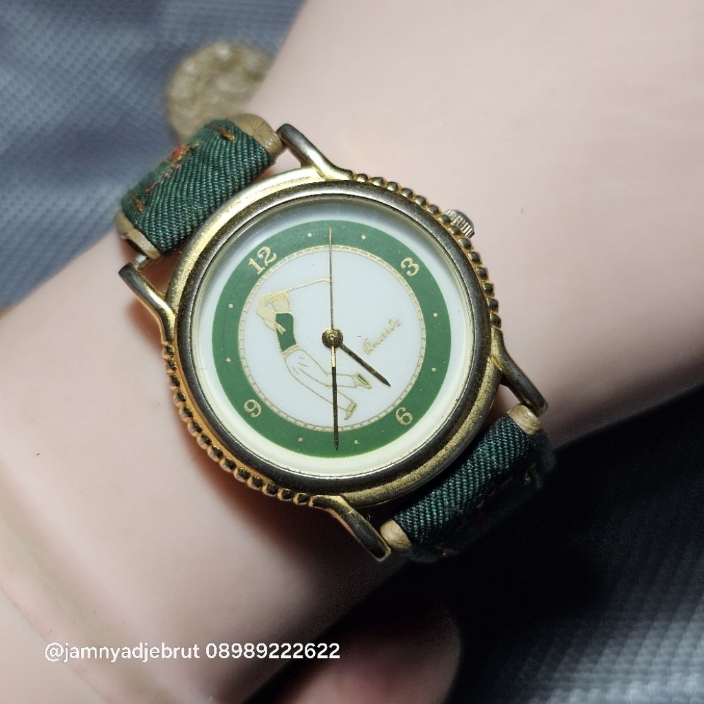 Jam Golf Green Gold Vintage Bekas