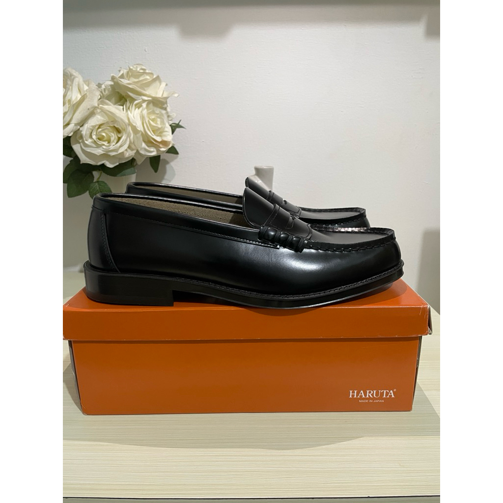 BNIB Haruta Loafers 9064 Genuine Leather 4EEEE Size 27 Black