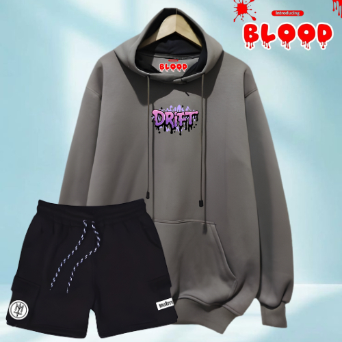 Oneset Hoodie Dan Celana Pendek Cargo Satu Stel Pria Wanita Distro Stelan Sweater Celana Keren Bahan