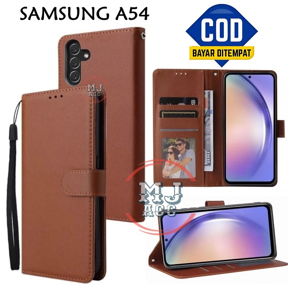 FlipCase Samsung A54 Leather Case Wallet Premium Casing Hp SAMSUNG A54 Cover Ponsel