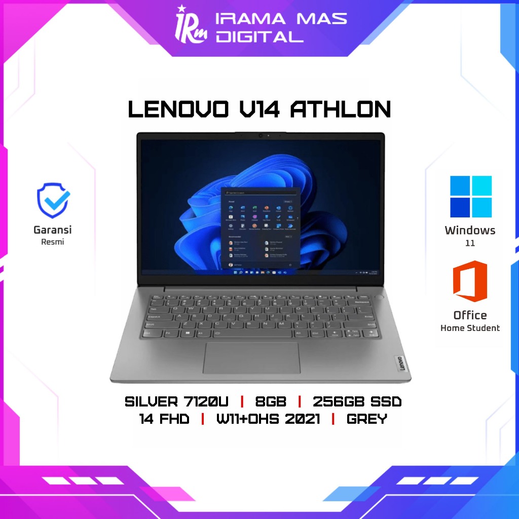 LENOVO V14 ATHLON SILVER 7120U/8GB/256GB SSD/14 FHD/W11+OHS 2021 - GREY (V14-WSID)