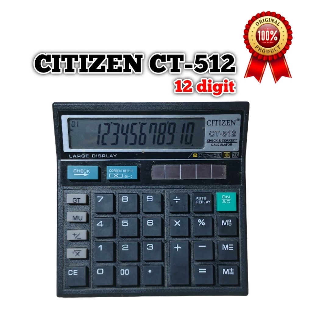 Citizen CT-512 Kalkulator 12 Digit Dual Power - Original