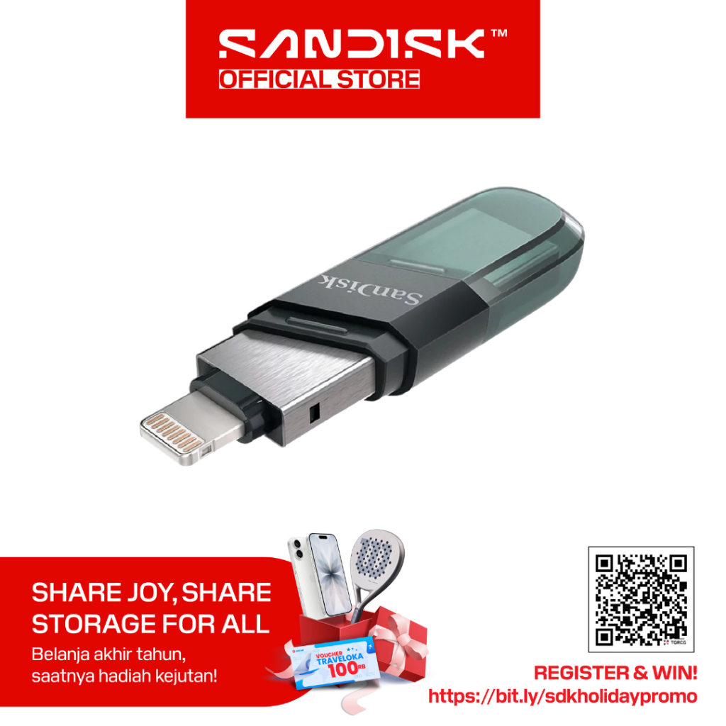 SanDisk iXpand Flip 64GB / 128GB / 256GB Flash Drive OTG Lightning USB 3.1 for iPhone iPad