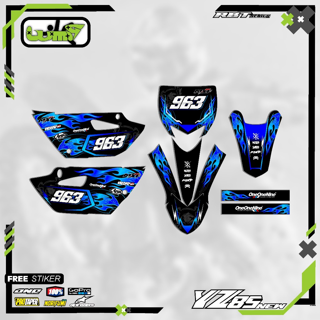 Stiker Decal Yamaha YZ 85 Full Body Custom Design - New Striping YZ 85 NEW KX85 GTX85 BEBEK MODIF Mo