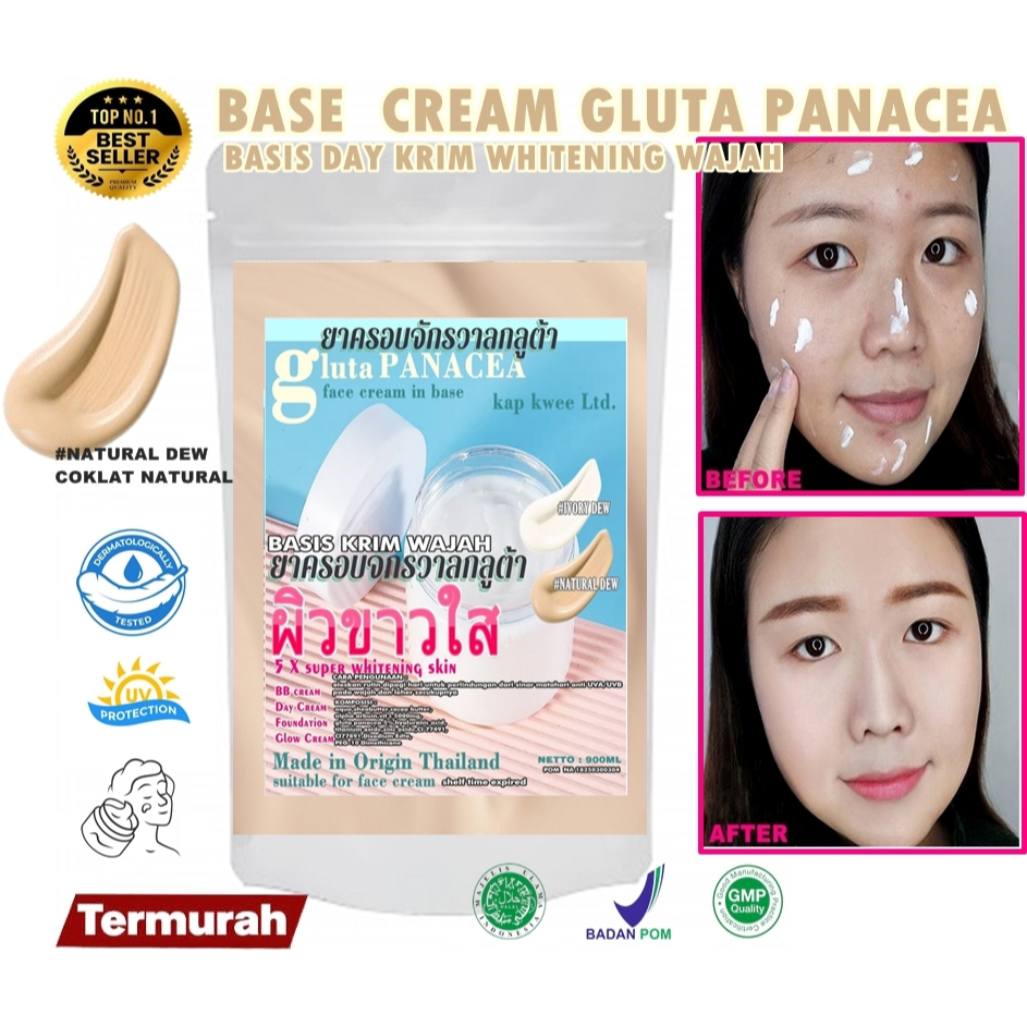 BASE CREAM GLUTA PANACEA KRIM WAJAH DAY CREAM BASIS KRIM PAGI PEMUTIH WAJAH THAILAND 1KG BPOM HALAL