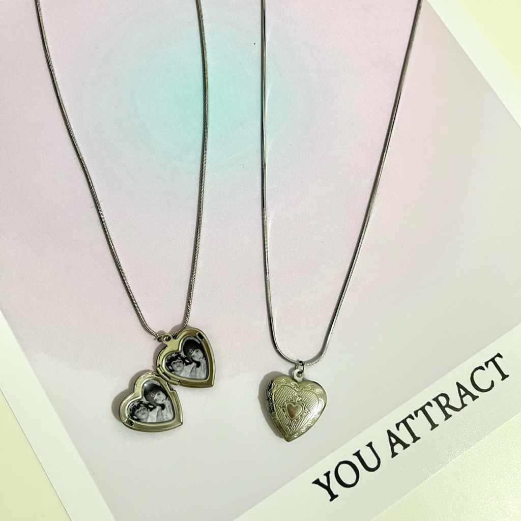 necklace custome foto / kalung titanium liontin love anti karat custom foto / kalung couple